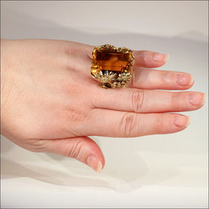 Vintage Designer 75ct+ Citrine and Gold Cocktail Ring, c. 1960 in 18k Gold