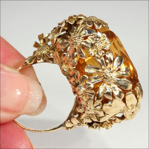 Vintage Designer 75ct+ Citrine and Gold Cocktail Ring, c. 1960 in 18k Gold
