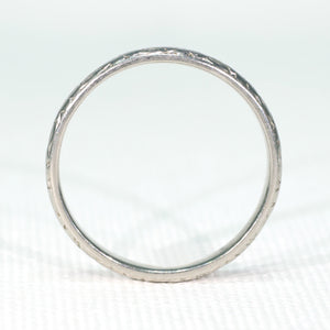 Art Deco Carved Platinum Wedding Band c. 1930 Size 9.25