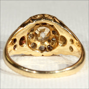 Vintage Diamond Art Nouveau Cluster Ring, 18k Gold