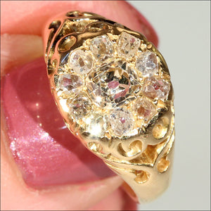 Vintage Diamond Art Nouveau Cluster Ring, 18k Gold