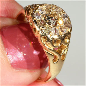 Vintage Diamond Art Nouveau Cluster Ring, 18k Gold