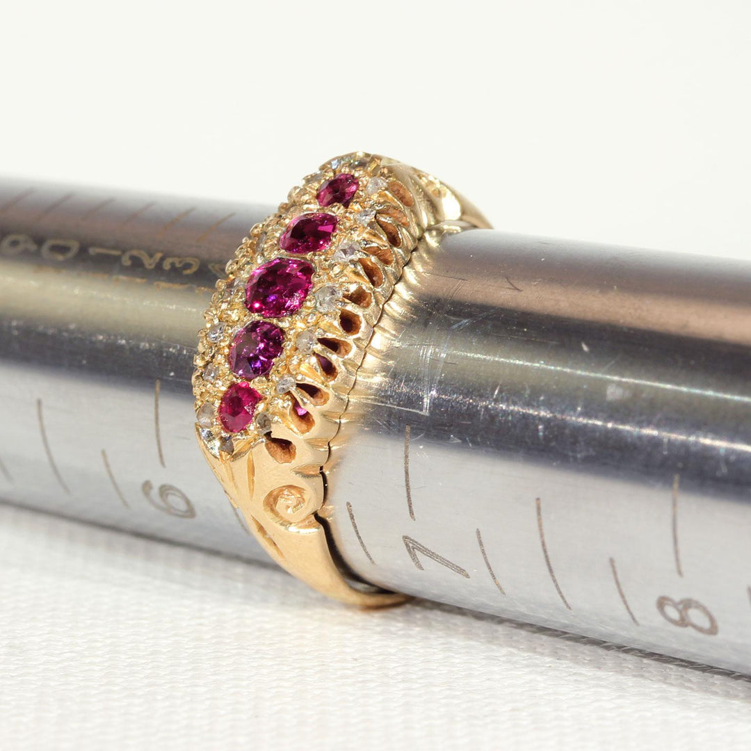 Edwardian 5 Stone Ruby Diamond Ring