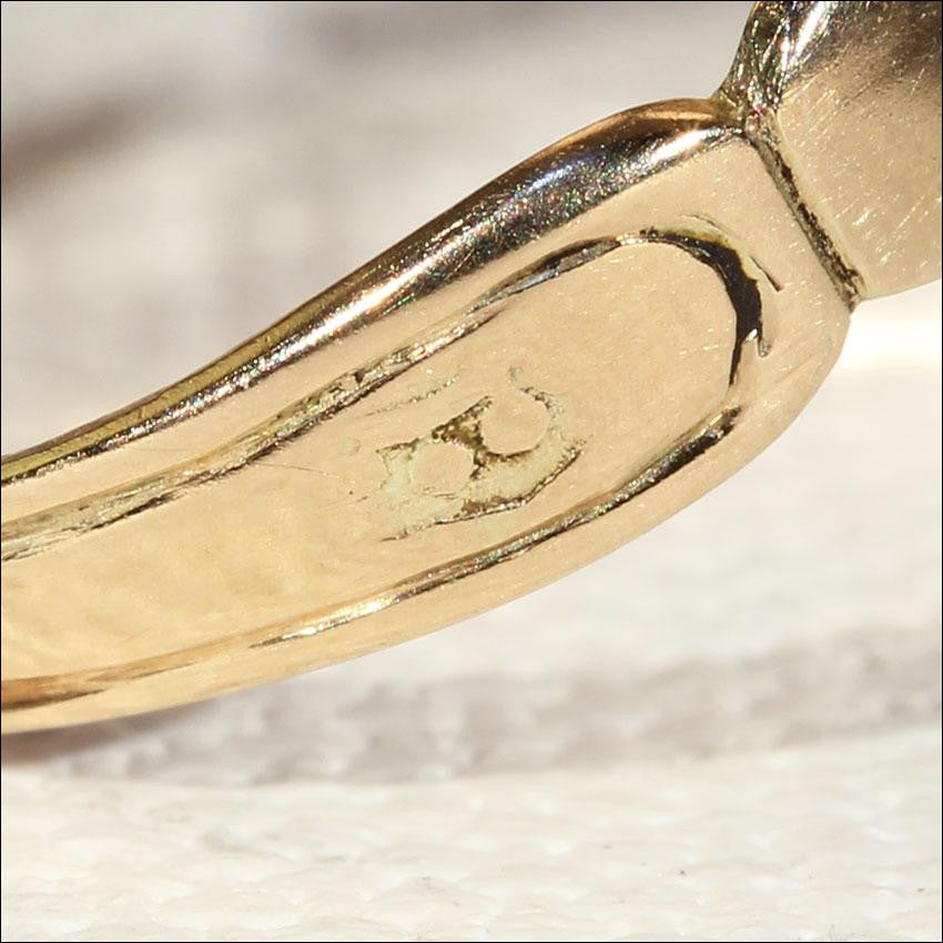 Antique Victorian Navette Shaped Coral Ring in 14k Gold