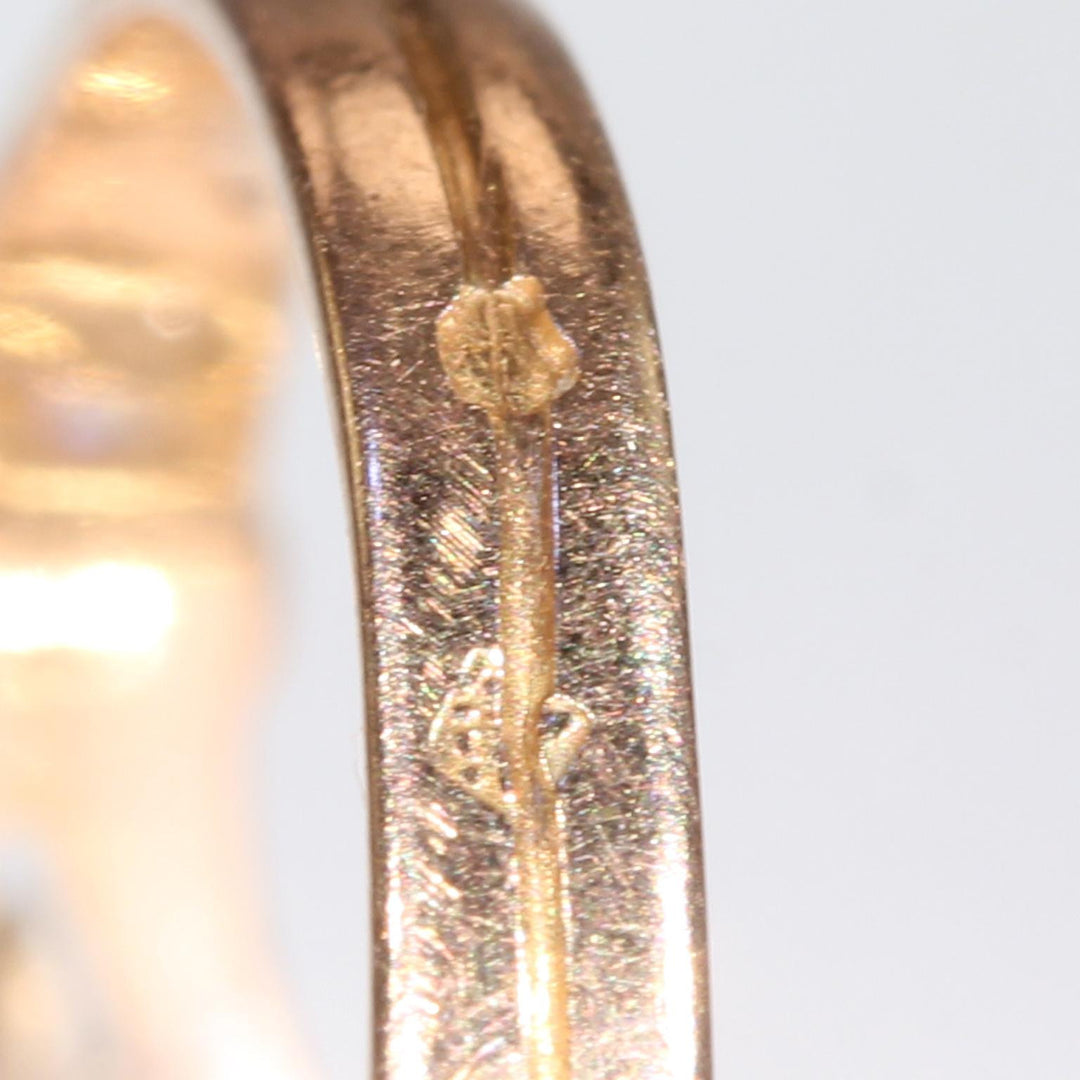 Antique French Diamond Pearl Navette Ring