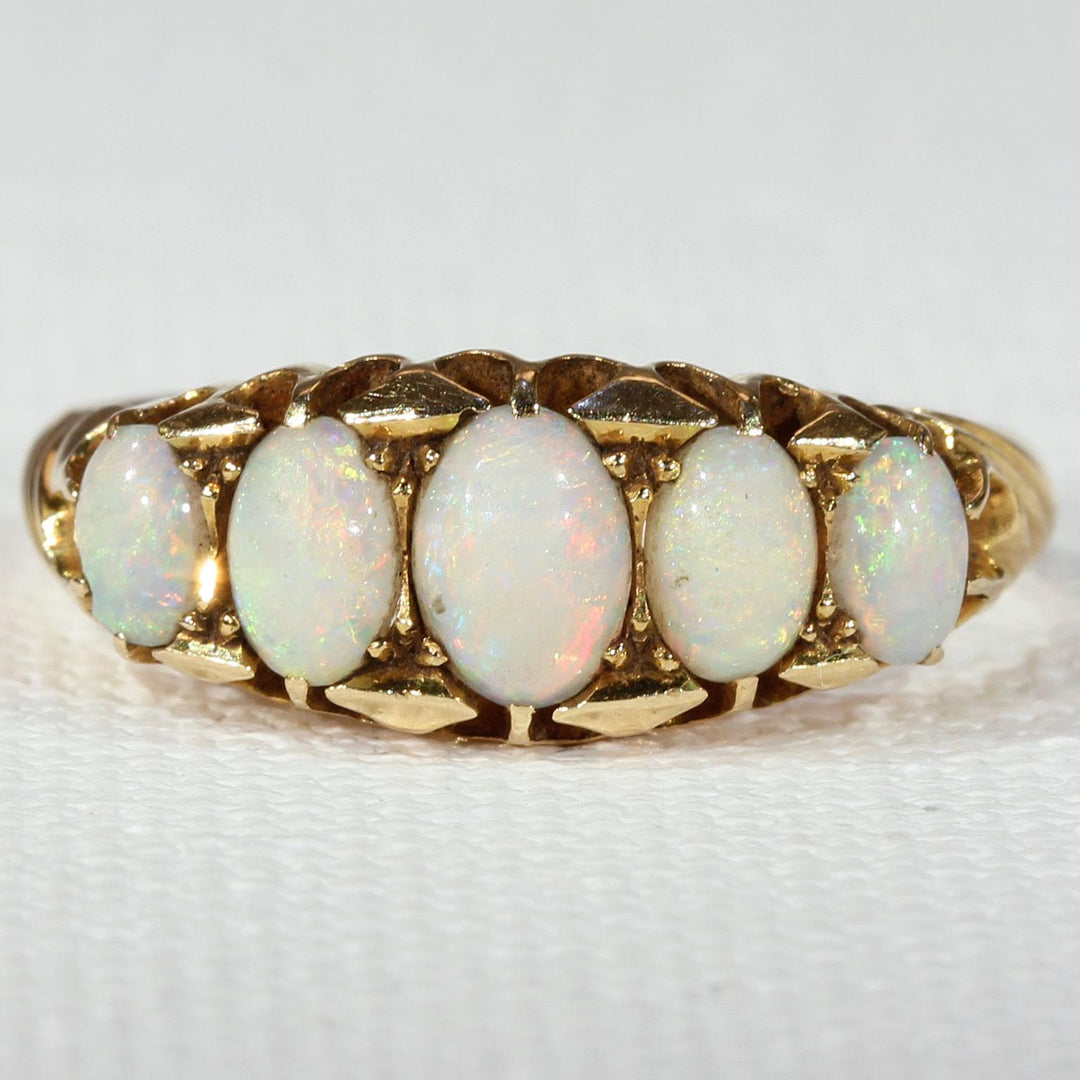 Antique 5 Stone Opal Gold Ring Hallmarked 1905