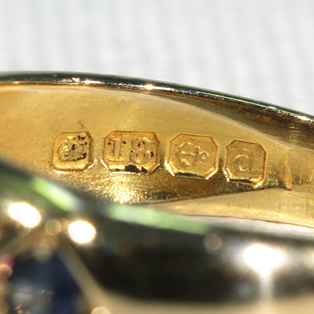 Edwardian Sapphire Diamond Ring Gypsy Set 18k Gold