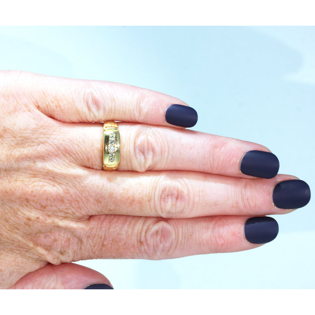 Antique Victorian 5 Diamond Ring 18k Gold 1897