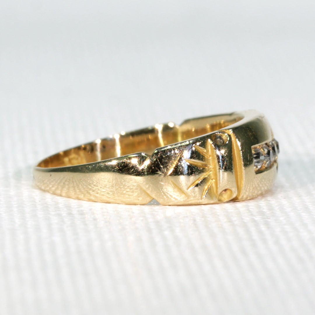 Antique Victorian 5 Diamond Ring 18k Gold 1897