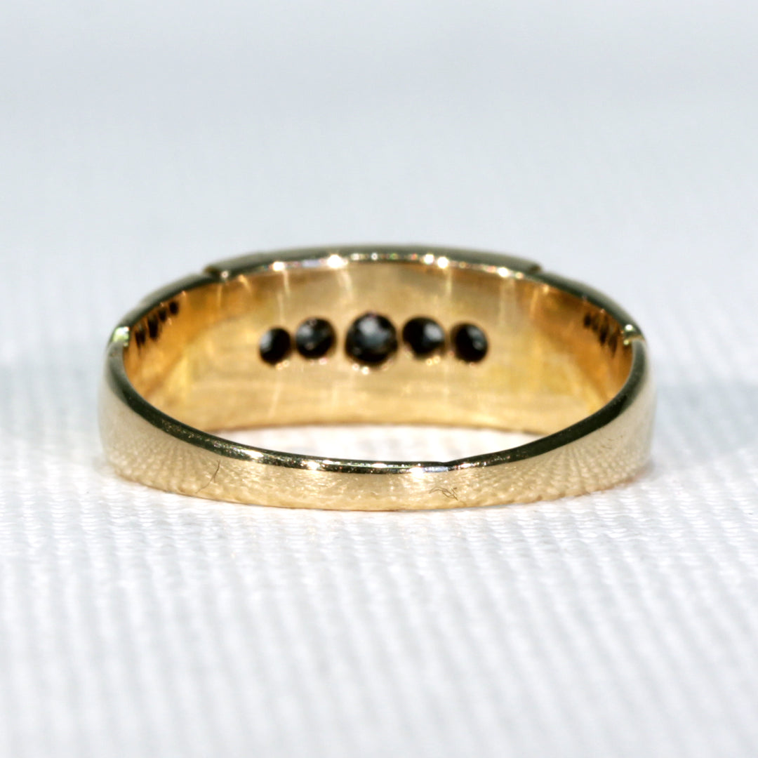Antique Victorian 5 Diamond Ring 18k Gold 1897