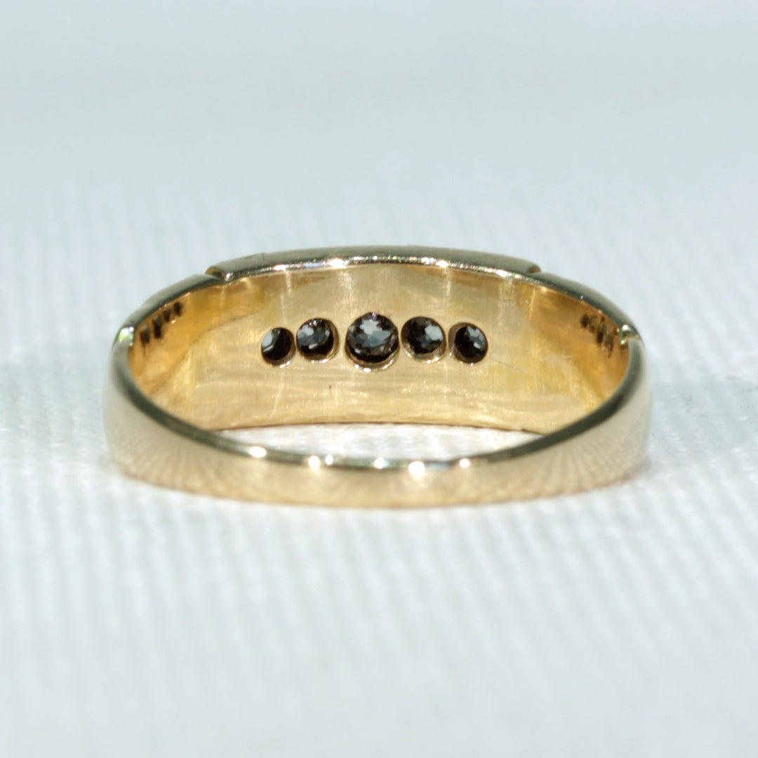 Antique Victorian 5 Diamond Ring 18k Gold 1897