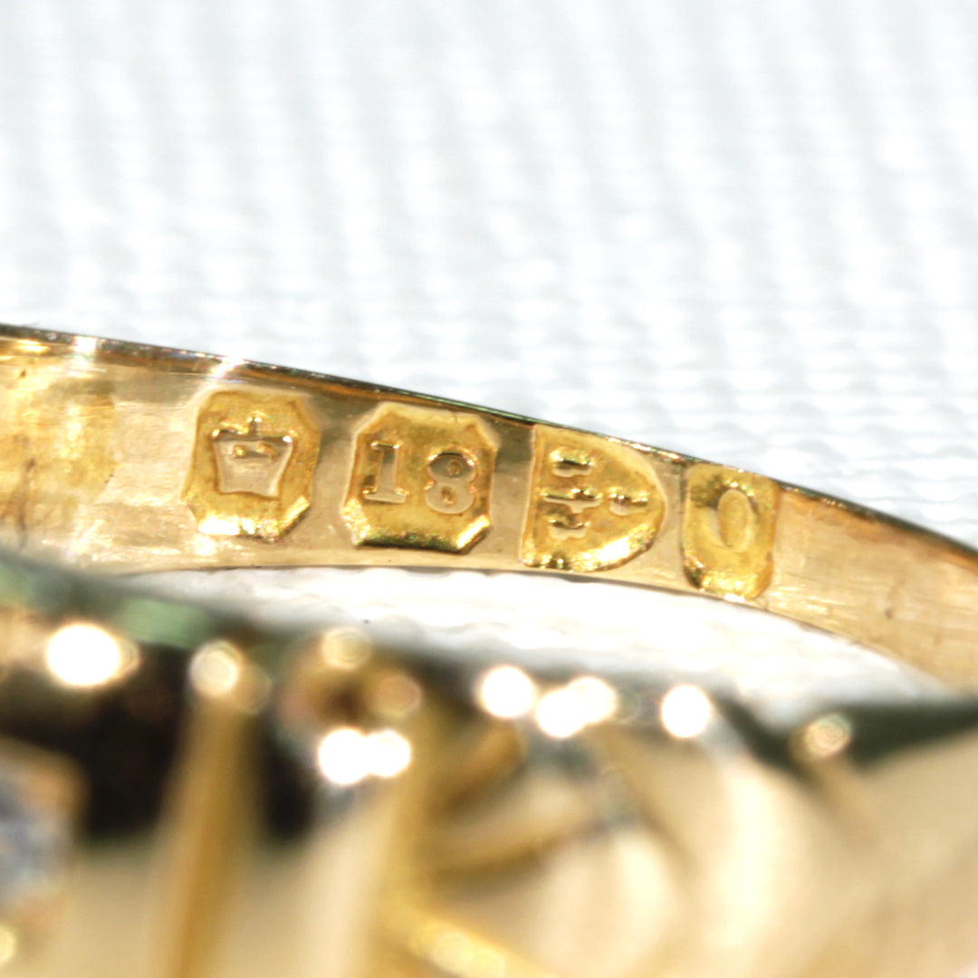 Antique Victorian 5 Diamond Ring 18k Gold 1897