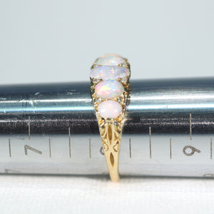 Edwardian 5 Stone Opal Diamond Ring 18k Gold