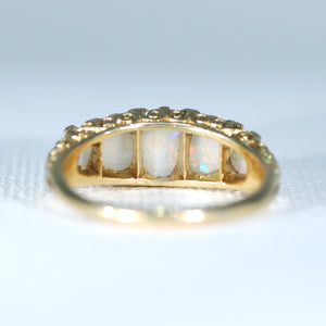 Edwardian 5 Stone Opal Diamond Ring 18k Gold