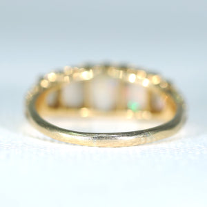 Edwardian 5 Stone Opal Diamond Ring 18k Gold