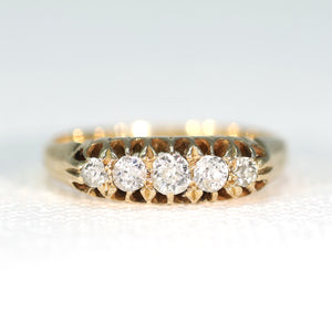 Antique Victorian 5 Diamond Ring 18k Gold