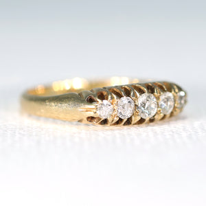 Antique Victorian 5 Diamond Ring 18k Gold