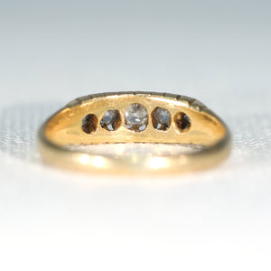 Antique Victorian 5 Diamond Ring 18k Gold