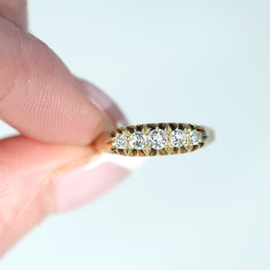 Antique Victorian 5 Diamond Ring 18k Gold