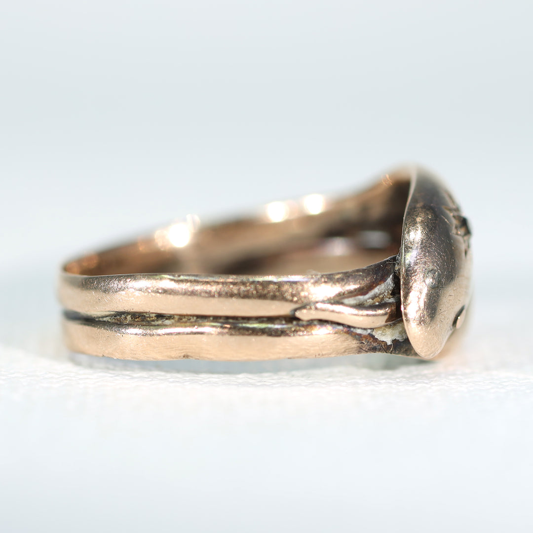Edwardian Double Snake Ruby Diamond Ring 9k Gold 1912