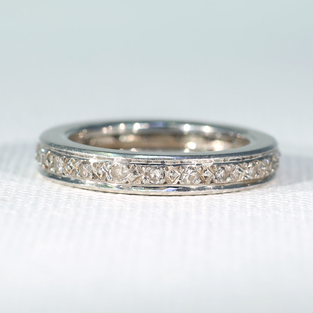 Art Deco French Platinum Diamond Eternity Band, c. 1930 Size 5.5