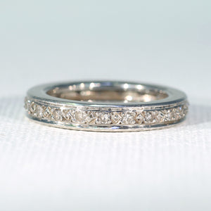 Art Deco French Platinum Diamond Eternity Band, c. 1930 Size 5.5