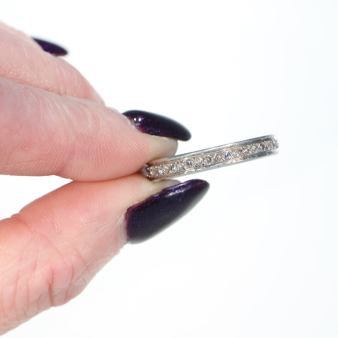 Art Deco French Platinum Diamond Eternity Band, c. 1930 Size 5.5