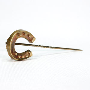 Antique Victorian Gold Horseshoe Stickpin 9k English