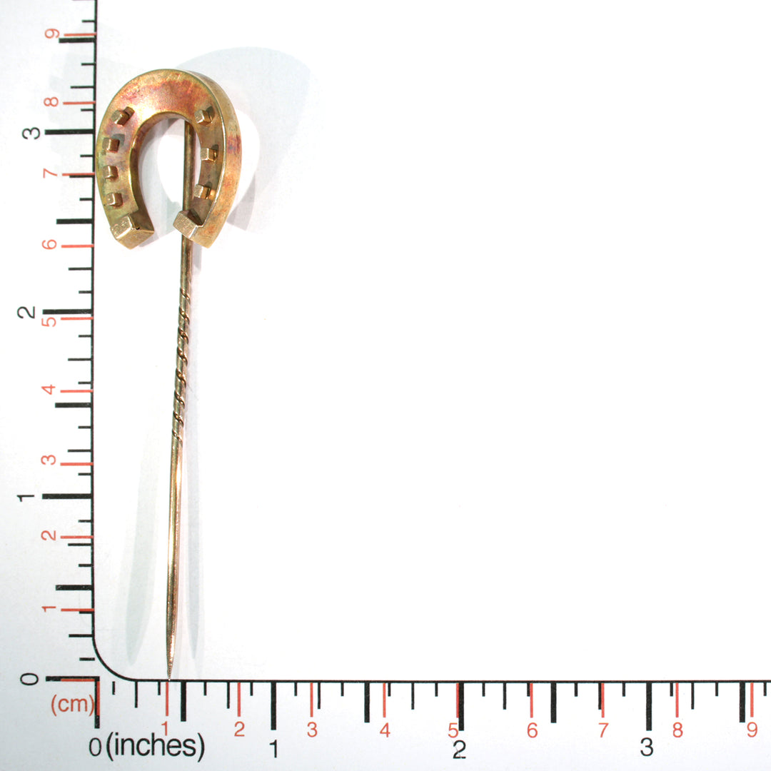Antique Victorian Gold Horseshoe Stickpin 9k English