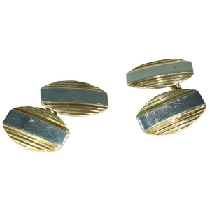 Stylish Art Deco Cufflinks 18k Two Tone Gold