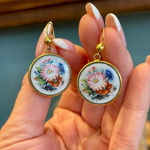 Antique Victorian Gold Enamel Flower Earrings