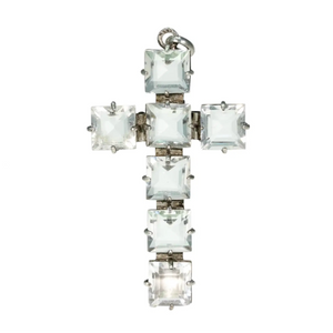 Antique Silver Art Deco Paste Cross Pendant