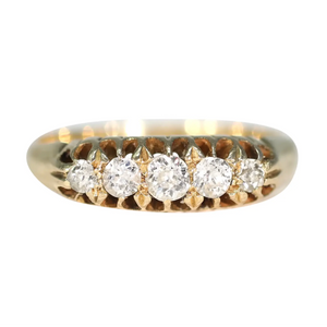 Antique Victorian 5 Diamond Ring 18k Gold