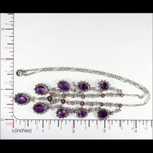 Silver Arts and Crafts Amethyst Drop Necklace