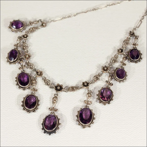 Silver Arts and Crafts Amethyst Drop Necklace