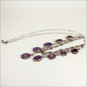 Silver Arts and Crafts Amethyst Drop Necklace