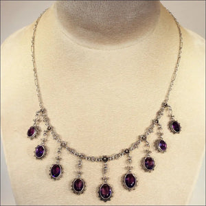 Silver Arts and Crafts Amethyst Drop Necklace