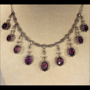 Silver Arts and Crafts Amethyst Drop Necklace