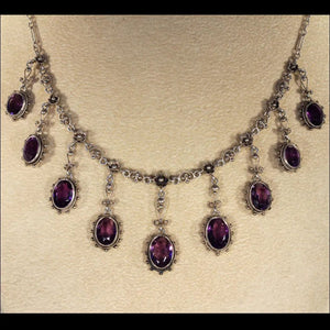 Silver Arts and Crafts Amethyst Drop Necklace