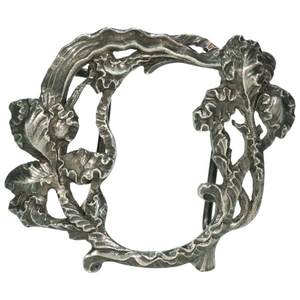 Silver Buckle Clasp with Frilly Iris and Leaf Motif