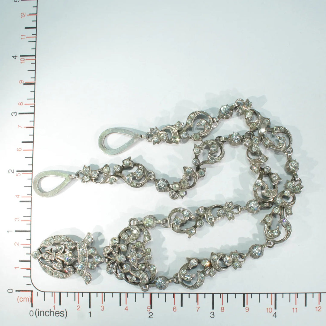 Silver French Fleur-de-lis Antique Paste Necklace