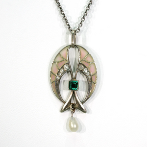 Silver Plique-a-Jour Art Deco Pendant