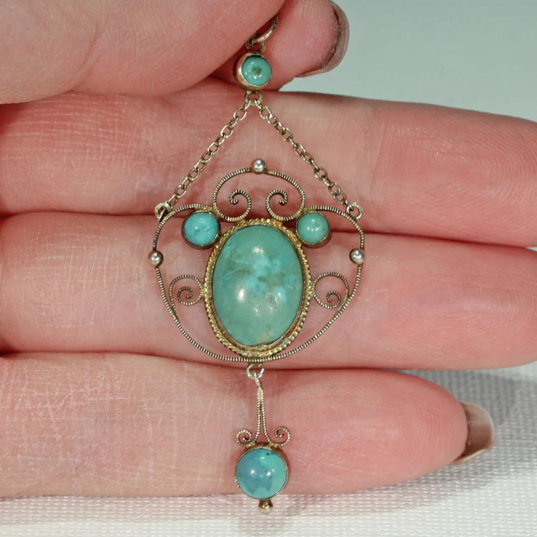 Silver Turquoise Drop Pendant