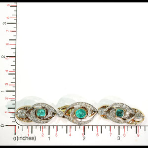 Stunning French Edwardian Emerald Diamond Bracelet 18k Gold Platinum