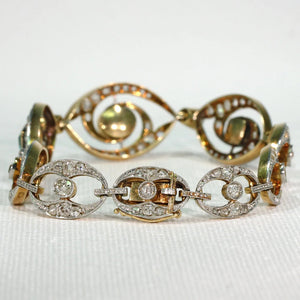 Stunning French Edwardian Emerald Diamond Bracelet 18k Gold Platinum