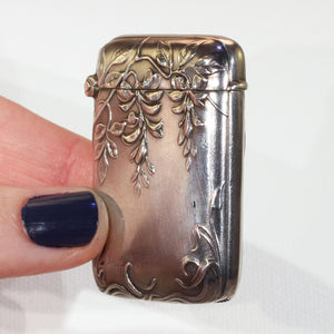 Antique Silver Art Nouveau Vesta Match Holder