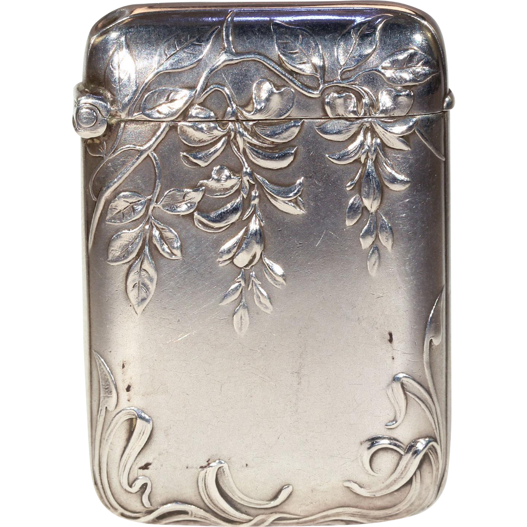 Antique Silver Art Nouveau Vesta Match Holder