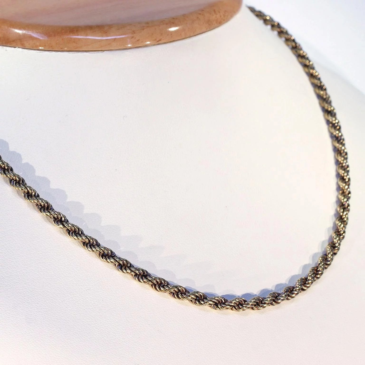 Victorian 17 inch Long Rope Chain 15k Gold Barrel Clasp