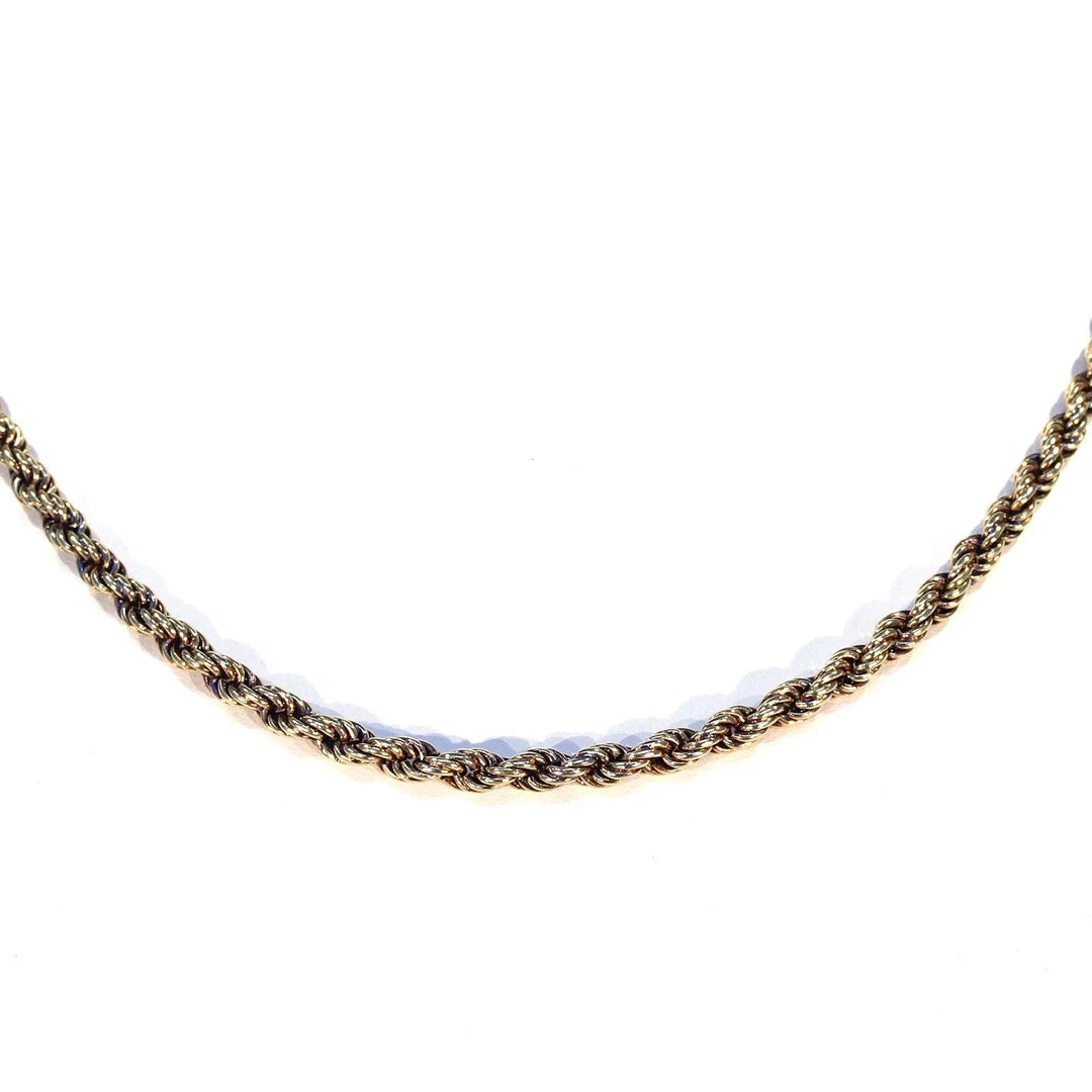 Victorian 17 inch Long Rope Chain 15k Gold Barrel Clasp