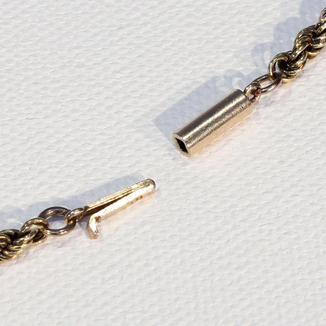 Victorian 17 inch Long Rope Chain 15k Gold Barrel Clasp